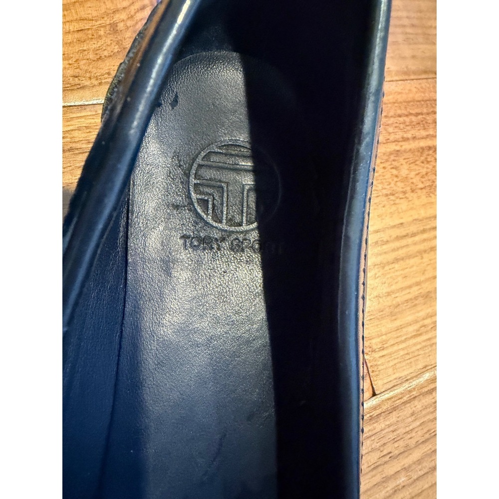Tory Burch Women Navy Patent Leather Golf Tee Loafers Flat Shoes T-Logo Size 8M - Picture 6 of 8